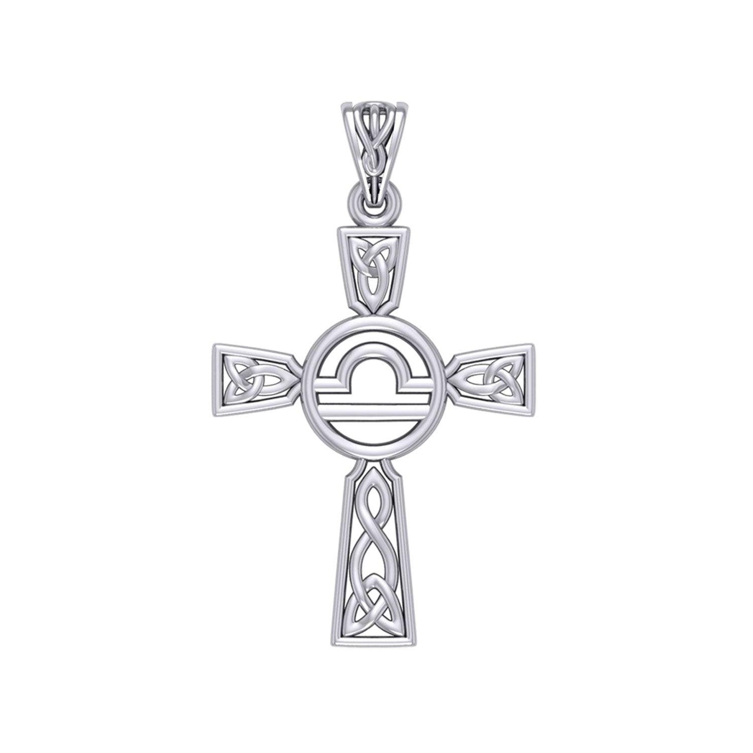 Celtic Cross Libra Astrology Zodiac Sign Sterling Silver Pendant TPD5954