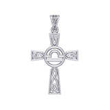 Celtic Cross Libra Astrology Zodiac Sign Sterling Silver Pendant TPD5954