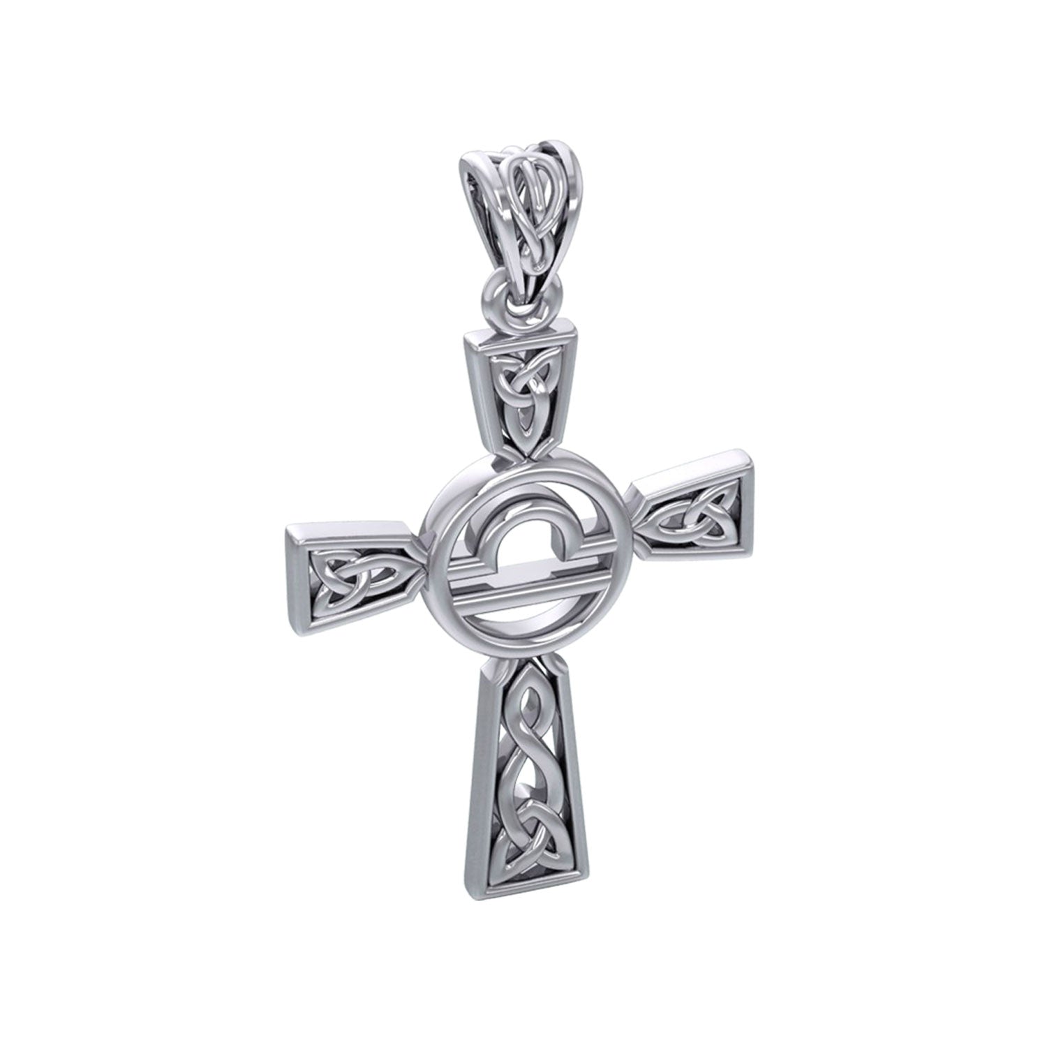 Celtic Cross Libra Astrology Zodiac Sign Sterling Silver Pendant TPD5954