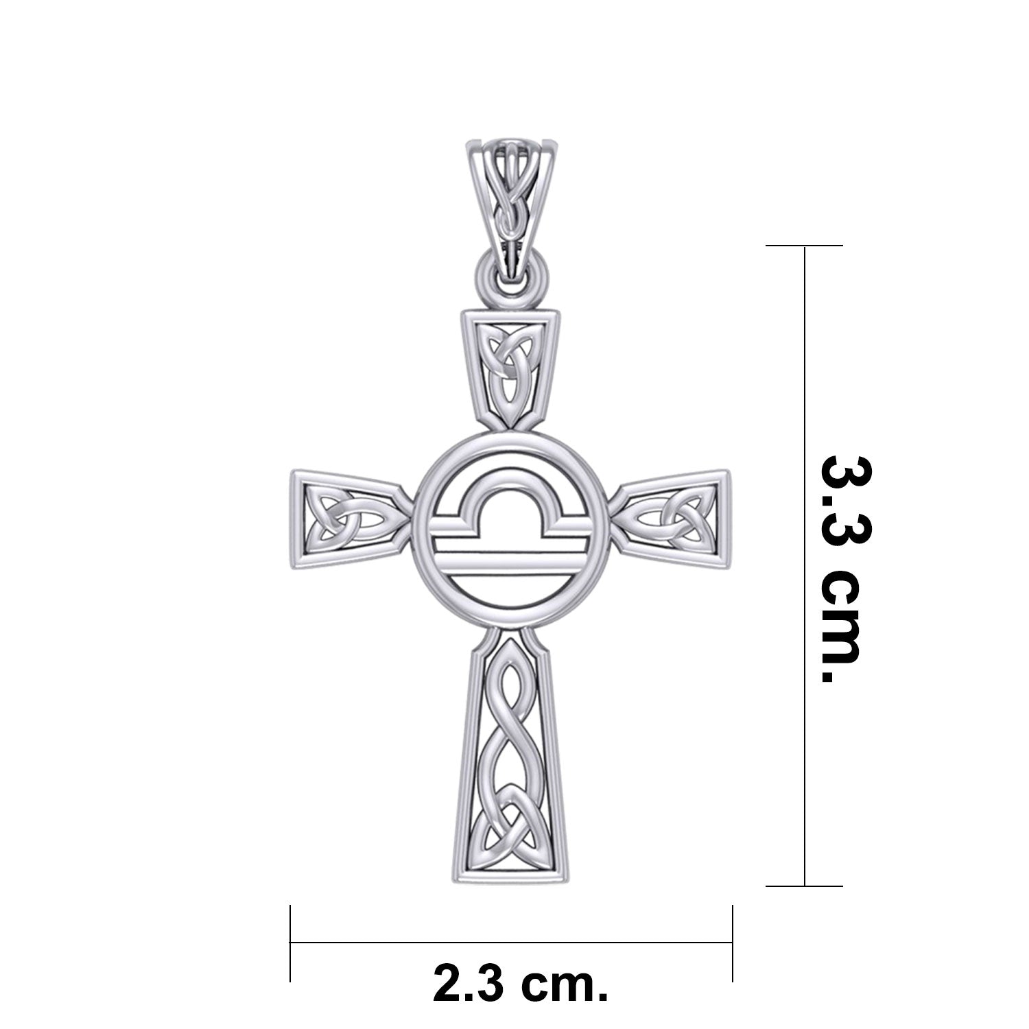 Celtic Cross Libra Astrology Zodiac Sign Sterling Silver Pendant TPD5954