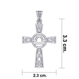 Celtic Cross Libra Astrology Zodiac Sign Sterling Silver Pendant TPD5954