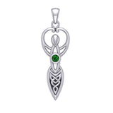 Celtic Goddess with Birthstone Silver Pendant TPD5959