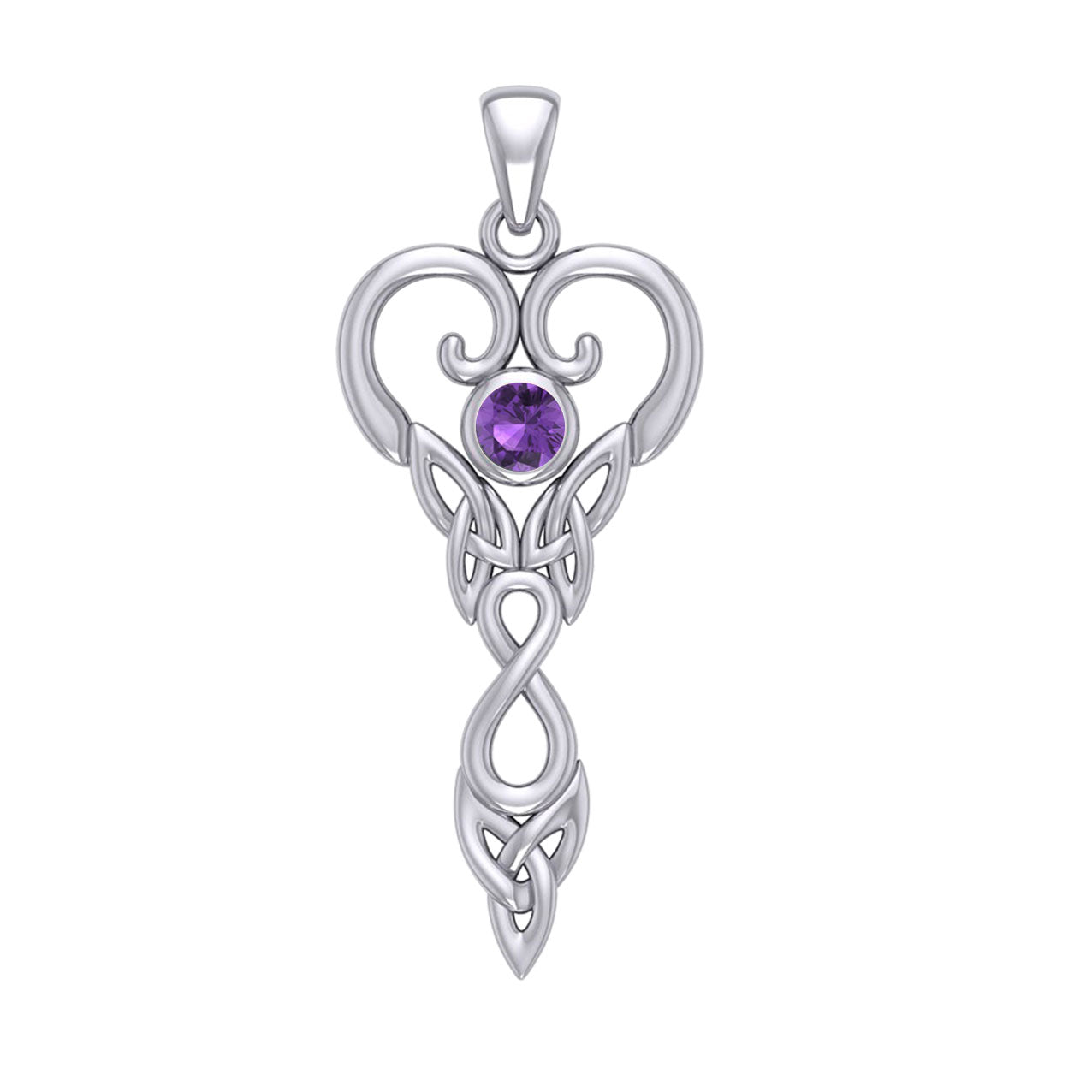 Celtic Infinity Goddess with Birthstone Silver Pendant TPD5960