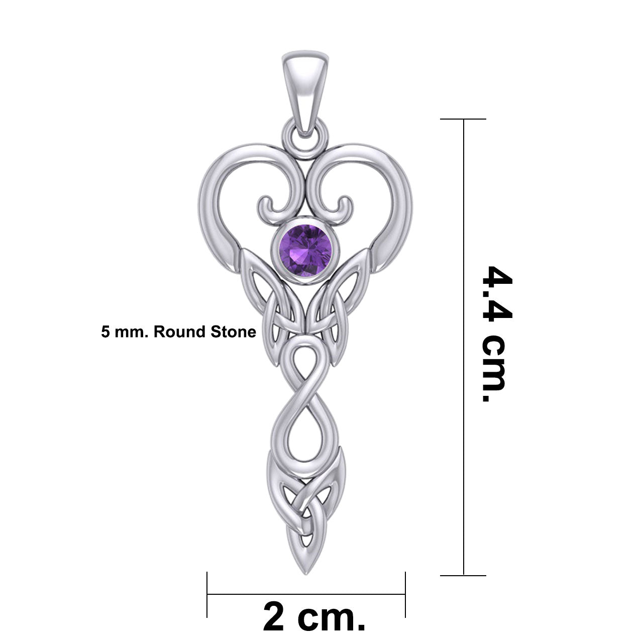 Celtic Infinity Goddess with Birthstone Silver Pendant TPD5960