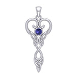 Celtic Infinity Goddess with Birthstone Silver Pendant TPD5960