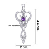Celtic Infinity Goddess with Birthstone Silver Pendant TPD5960