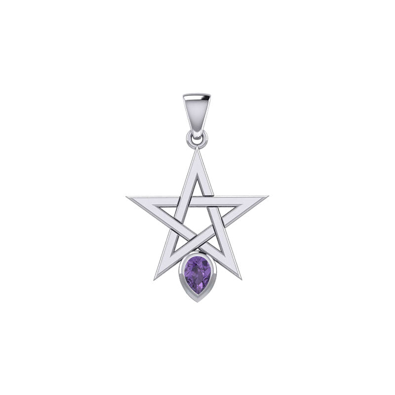 Pentagram Spirit Sterling Silver Pendant with Gemstone TPD5963