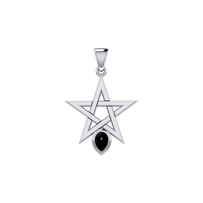 Pentagram Spirit Sterling Silver Pendant with Gemstone TPD5963