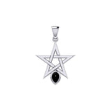 Pentagram Spirit Sterling Silver Pendant with Gemstone TPD5963