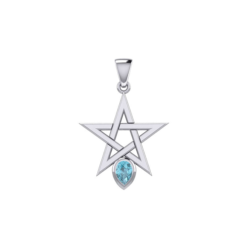Pentagram Spirit Sterling Silver Pendant with Gemstone TPD5963