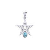 Pentagram Spirit Sterling Silver Pendant with Gemstone TPD5963