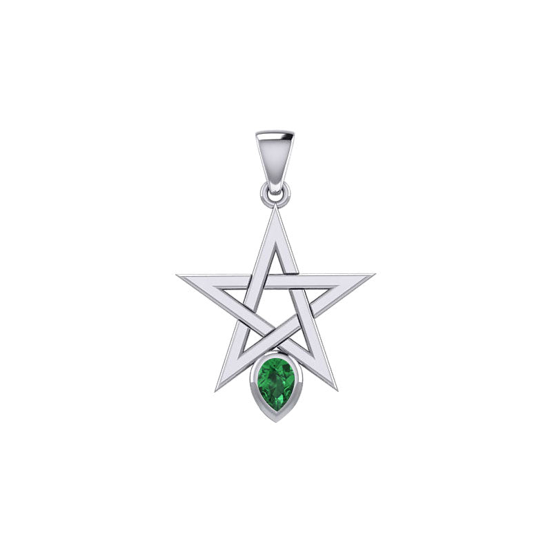 Pentagram Spirit Sterling Silver Pendant with Gemstone TPD5963