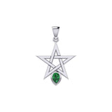 Pentagram Spirit Sterling Silver Pendant with Gemstone TPD5963