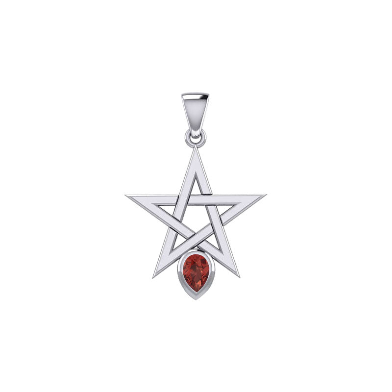 Pentagram Spirit Sterling Silver Pendant with Gemstone TPD5963