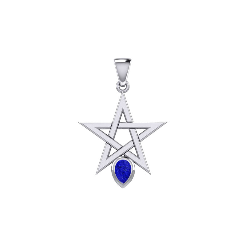 Pentagram Spirit Sterling Silver Pendant with Gemstone TPD5963