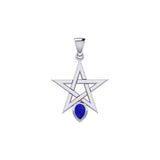 Pentagram Spirit Sterling Silver Pendant with Gemstone TPD5963
