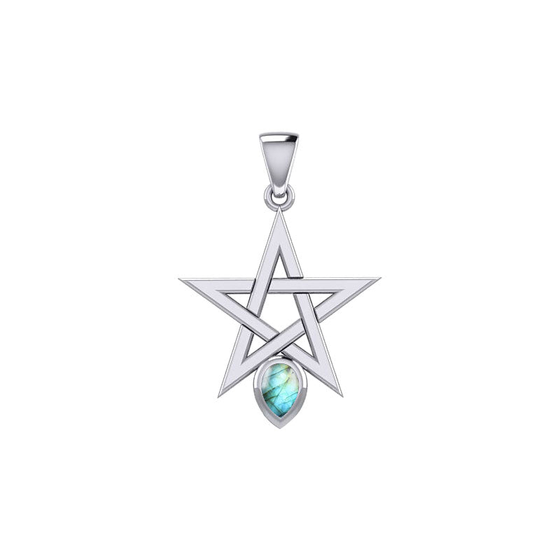 Pentagram Spirit Sterling Silver Pendant with Gemstone TPD5963