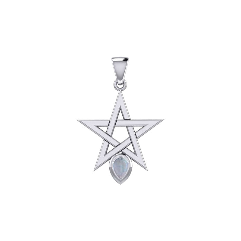 Pentagram Spirit Sterling Silver Pendant with Gemstone TPD5963