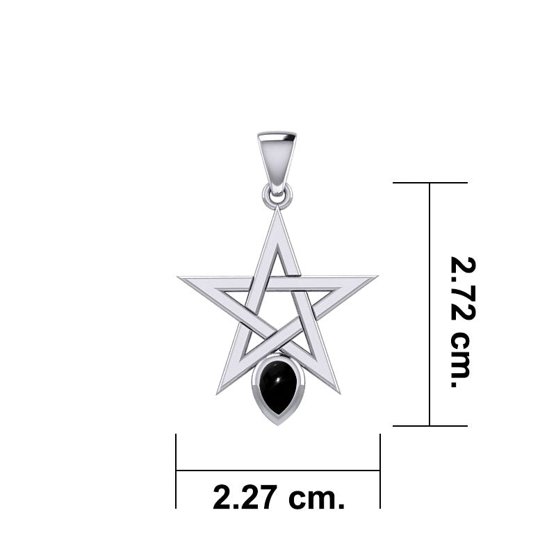 Pentagram Spirit Sterling Silver Pendant with Gemstone TPD5963