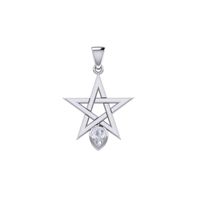 Pentagram Spirit Sterling Silver Pendant with Gemstone TPD5963