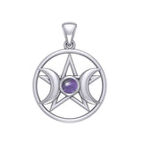 Triple Goddess Silver Pendant with Gemstone TPD5969