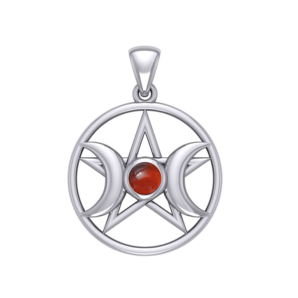 Triple Goddess Silver Pendant with Gemstone TPD5969