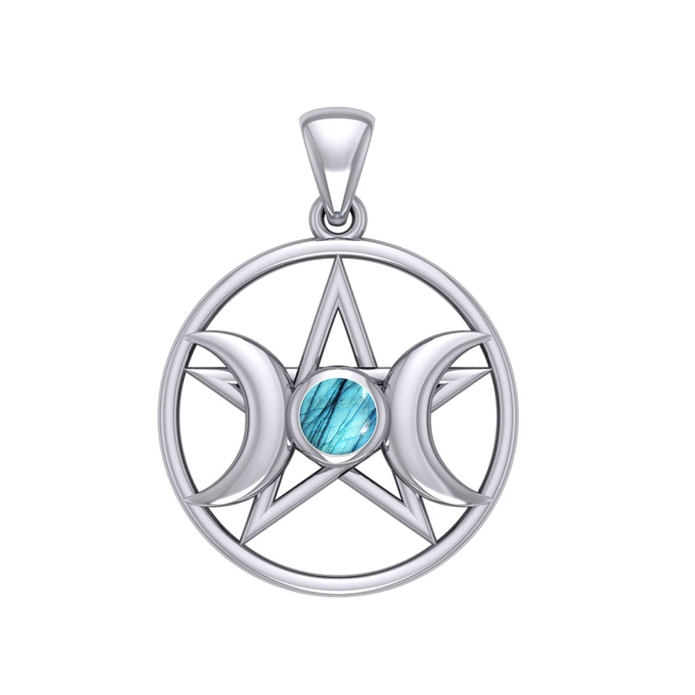 Triple Goddess Silver Pendant with Gemstone TPD5969