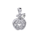 Celtic Spiritual Fruit Apple with Double Heart Silver Pendant with Gemstone TPD5987