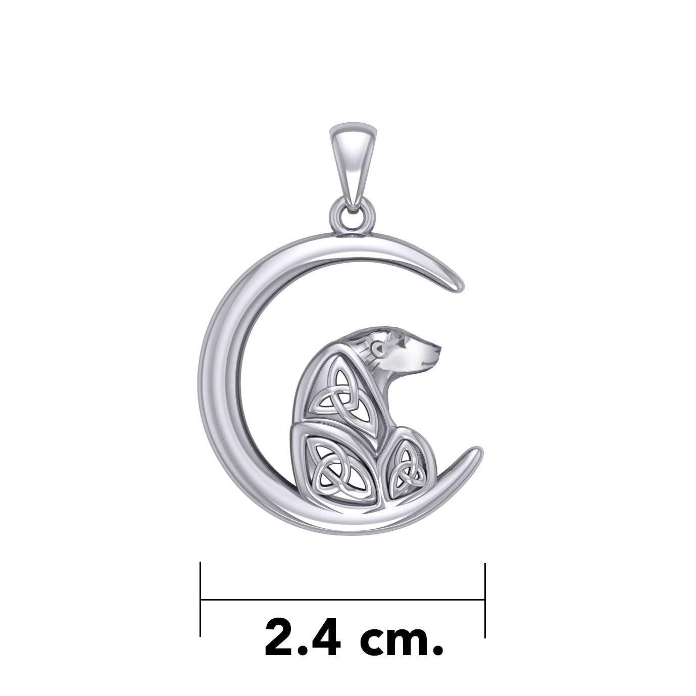 Celtic Spirit of The Arctic Polar Bear on The Moon Silver Pendant TPD6015