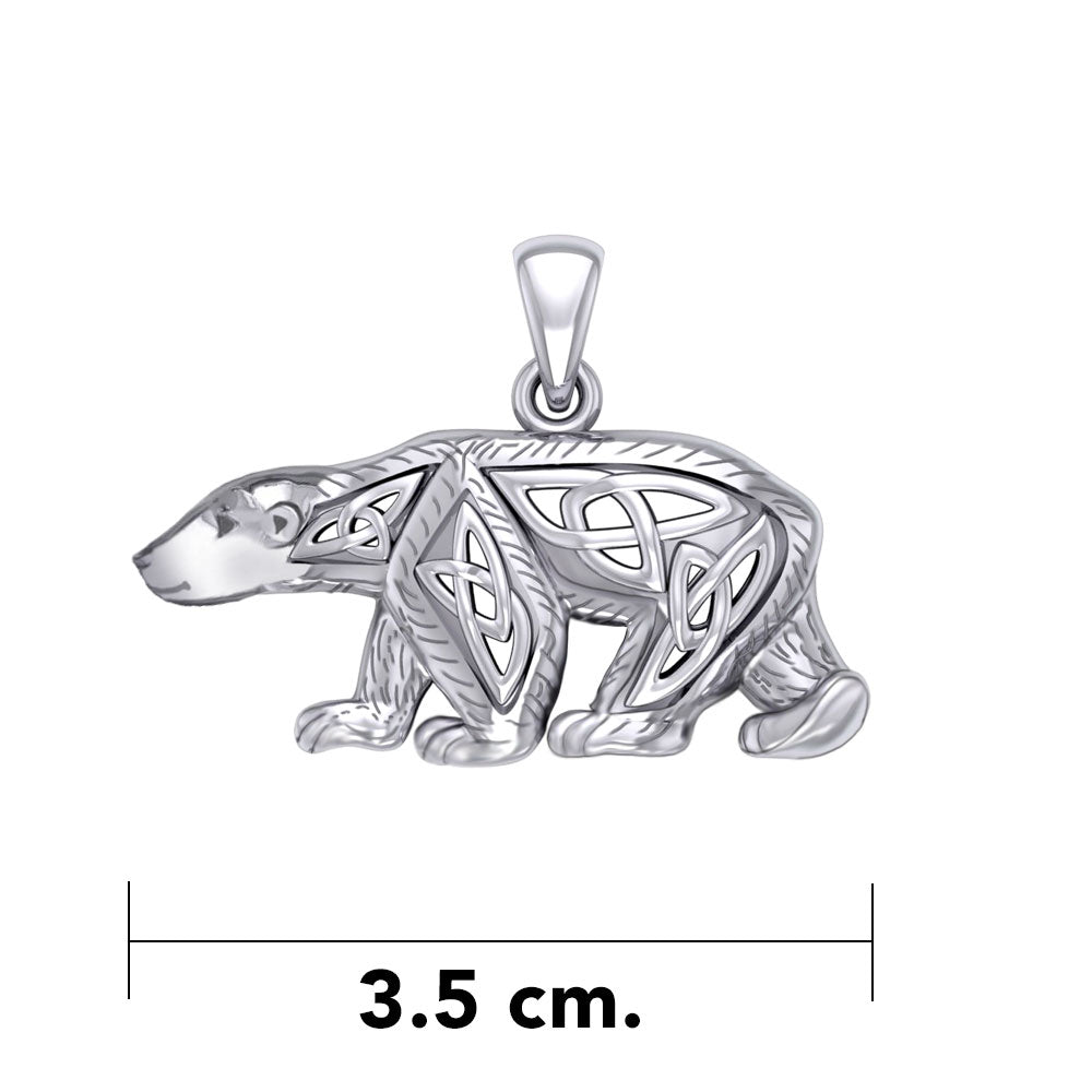 Celtic Spirit of The Arctic Polar Bear Silver Pendant TPD6017