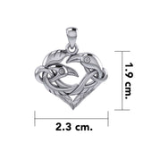 Love of The Mythical Celtic Heart Raven Silver Jewelry Pendant TPD6024