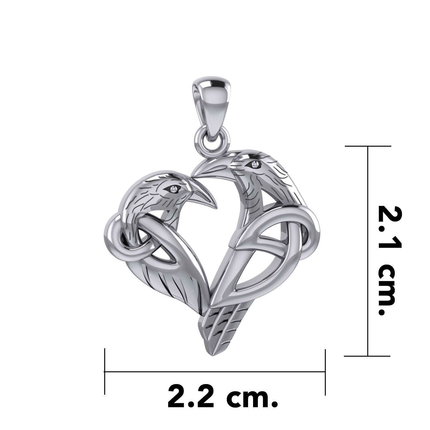 Love of The Mythical Celtic Heart Raven Silver Jewelry Pendant TPD6025