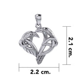 Love of The Mythical Celtic Heart Raven Silver Jewelry Pendant TPD6025