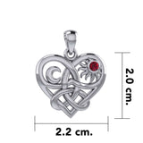 Celtic Trinity Heart with Sun and Moon Silver Pendant with Gemstone TPD6026