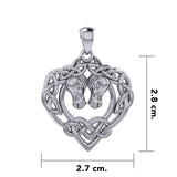 Double Horses in The Celtic Heart Silver Pendant TPD6027