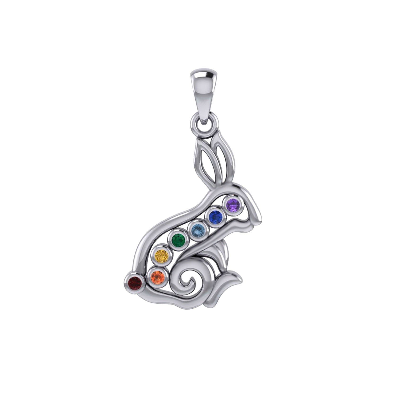 Rabbit or Hare Silver Pendant with Chakra Gemstone TPD6039