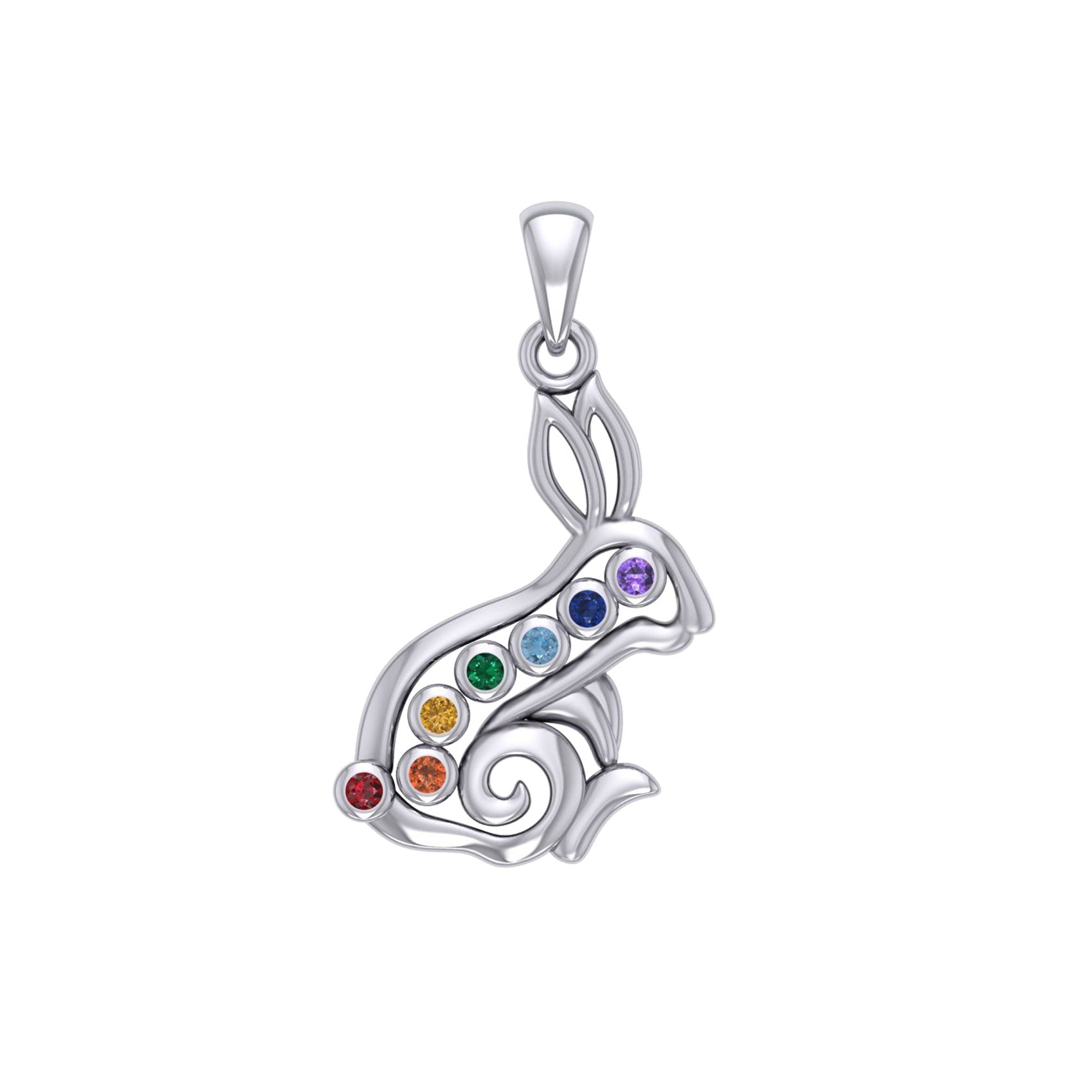 Rabbit or Hare Silver Pendant with Chakra Gemstone TPD6039