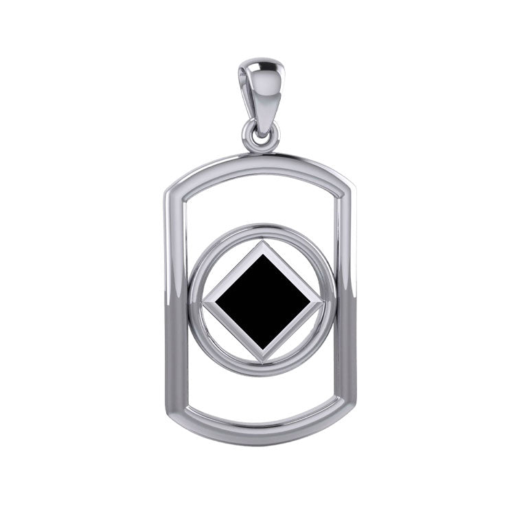 Rectangle Silver Pendant with Inlay Stone in NA Symbol Shape TPD6165