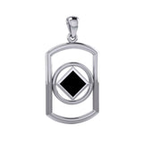 Rectangle Silver Pendant with Inlay Stone in NA Symbol Shape TPD6165