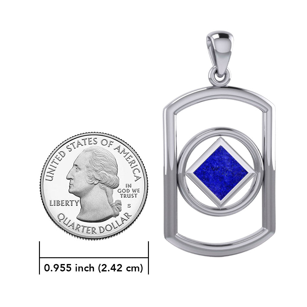 Rectangle Silver Pendant with Inlay Stone in NA Symbol Shape TPD6165