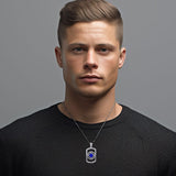 Rectangle Silver Pendant with Inlay Stone in NA Symbol Shape TPD6165