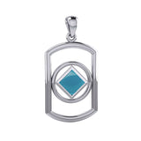 Rectangle Silver Pendant with Inlay Stone in NA Symbol Shape TPD6165