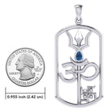 The Trishul Om Swastik Symbols Silver Pendant with Gemstone TPD7002
