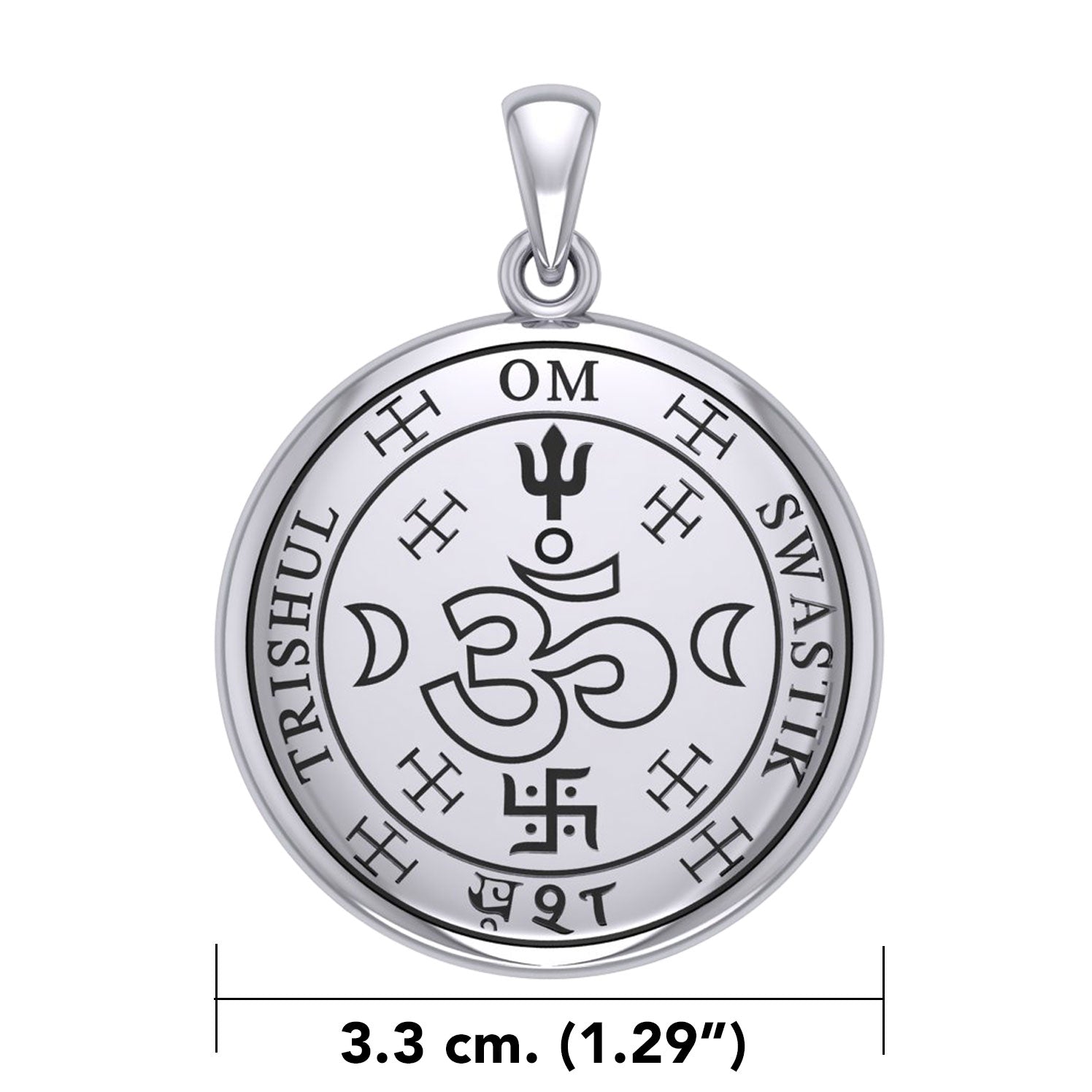 The Seal of Trishul Om Swastik Silver Pendant TPD7004