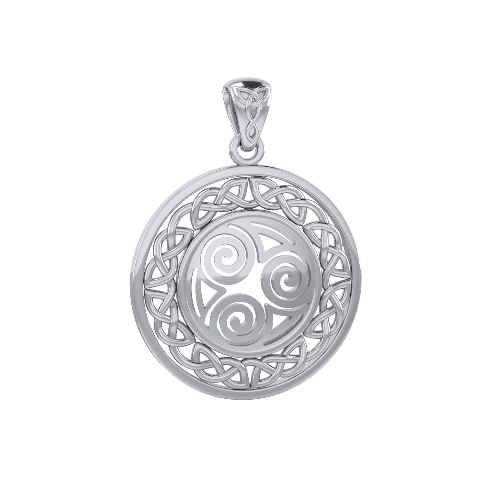 Celtic Knot Triskelion Spiral Sterling Silver Pendant TPD727