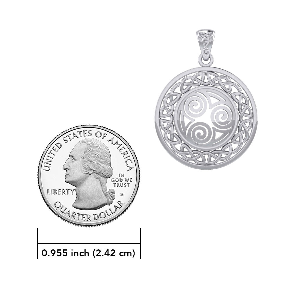 Celtic Knot Triskelion Spiral Sterling Silver Pendant TPD727