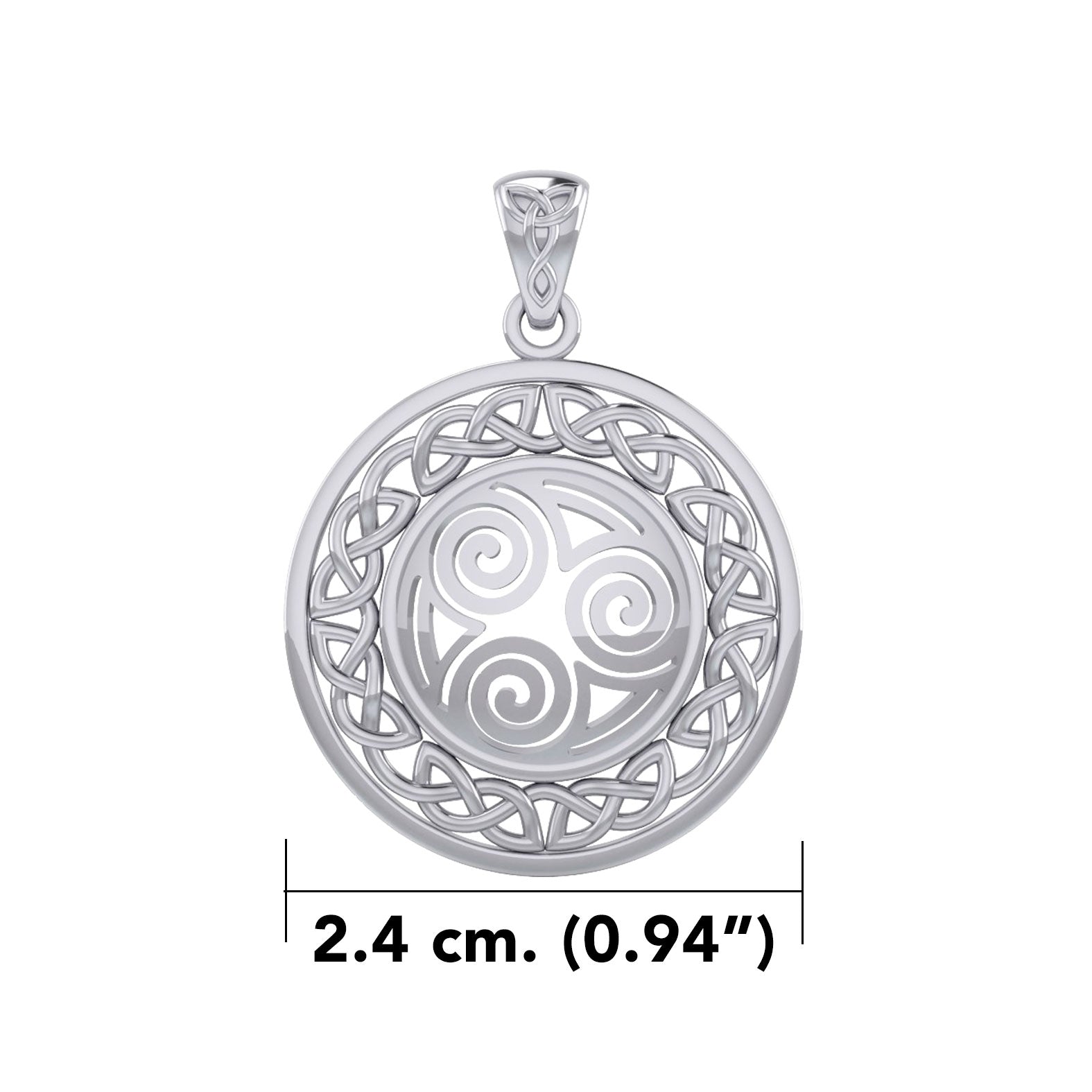 Celtic Knot Triskelion Spiral Sterling Silver Pendant TPD727