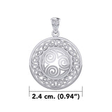 Celtic Knot Triskelion Spiral Sterling Silver Pendant TPD727