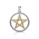 Pentacle Silver and 14K Gold Accent Pendant TPV089