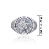 The  Moon Phase Pentacle Silver Flip Ring TRI160